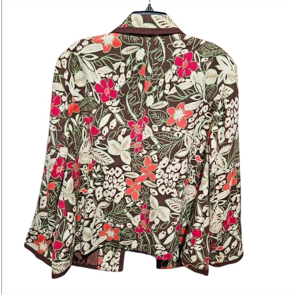 Leslie Fay Woman Floral Print Blazer Jacket Brown Red Green Women's Size 24W - Picture 7 of 10